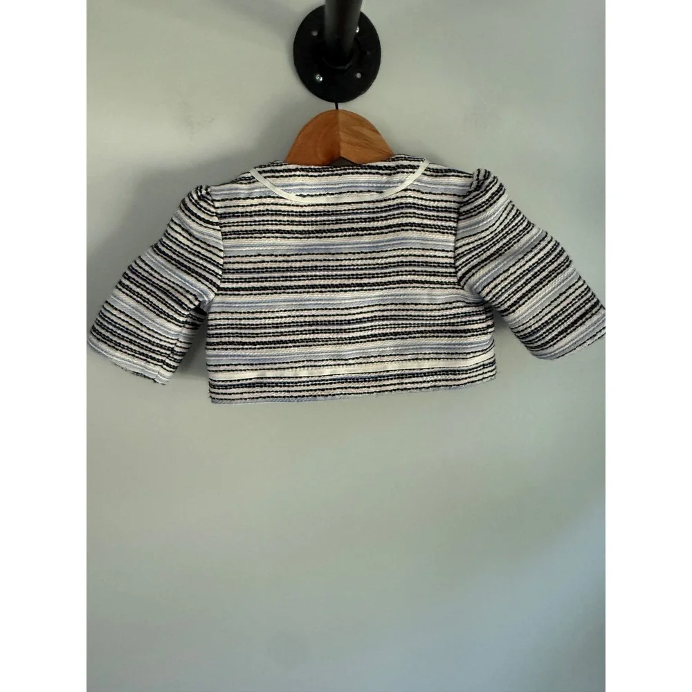 Janie and Jack Girls Blue Stripe Tweed Cropped Jacket 12-18 Months NWT